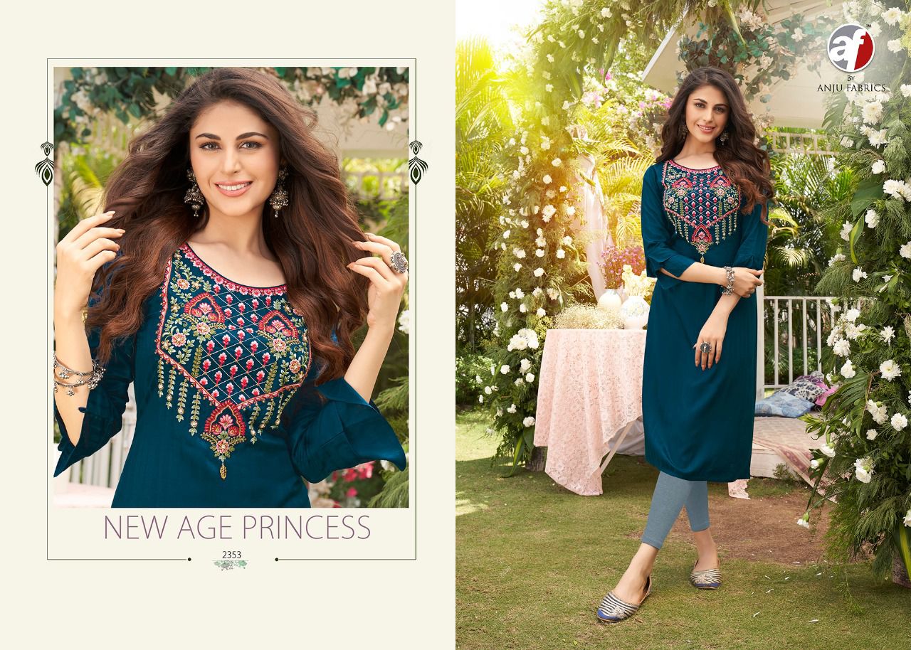 Crazy Vol 3 By AF Viscose Rayon Embroidery Kurtis Wholesale Clothing Suppliers In India